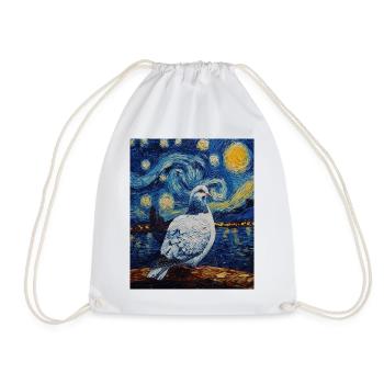 Colombe Oiseau Van Gogh Style Nuit étoilée - Sac de sport léger - blanc - Devant