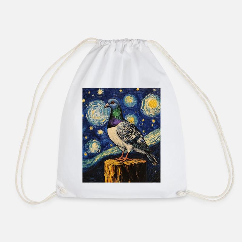 Taube Vogel Van Gogh Style Starry Night - Turnbeutel - Weiß