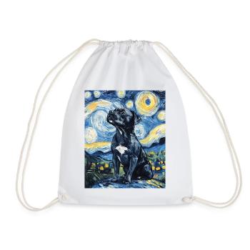 Pitbull chien chiens Van Gogh style nuit étoilée - Sac de sport léger - blanc - Devant