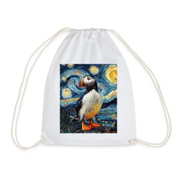 Papageientaucher Vogel Van Gogh Style Starry Night - Turnbeutel - Weiß - Vorne