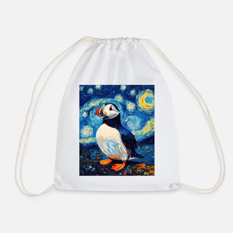 Papageientaucher Vogel Van Gogh Style Starry Night - Turnbeutel - Weiß