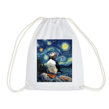 Papageientaucher Vogel Van Gogh Style Starry Night - Turnbeutel - Weiß - Vorne