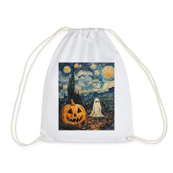 citrouille fantôme halloween van gogh style nuit étoilée - Sac de sport léger - blanc - Devant