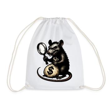 Rat avec loupe et sac d’argent - Sac de sport léger - blanc - Devant