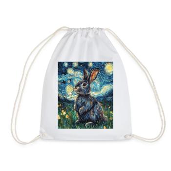 Lapin Lapin Lapin Van Gogh Style Nuit étoilée - Sac de sport léger - blanc - Devant