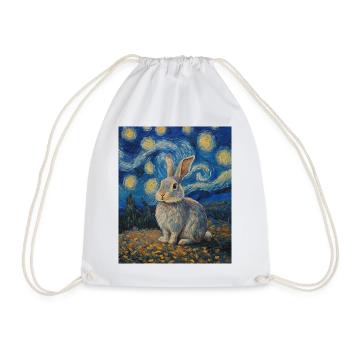 Lapin Lapin Lapin Van Gogh Style Nuit étoilée - Sac de sport léger - blanc - Devant