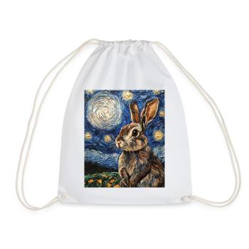 Lapin Lapin Lapin Van Gogh Style Nuit étoilée - Sac de sport léger - blanc - Devant