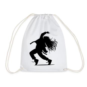 B-Girl Silhouette – Breakdance Groove - Drawstring Bag - white - Front