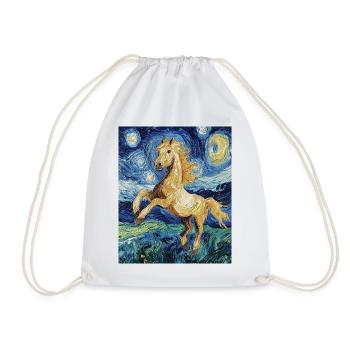 Cheval Chevaux Cavalier Style Van Gogh Nuit étoilée - Sac de sport léger - blanc - Devant