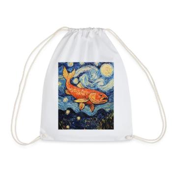 Poisson Koi Karfen Van Gogh Style Nuit étoilée - Sac de sport léger - blanc - Devant