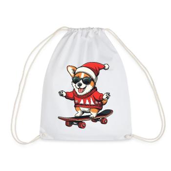 Corgi Hund Weihnachten Lustig - Turnbeutel - Weiß - Vorne