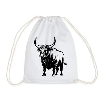 Bull - Drawstring Bag - white - Front