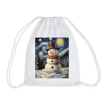 bonhomme de neige hiver neige van gogh nuit étoilée - Sac de sport léger - blanc - Devant