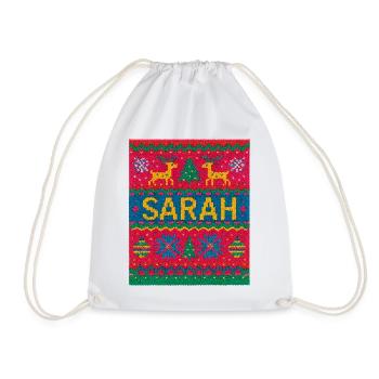 Sarah Christmas Knit Doormat - Drawstring Bag - white - Front