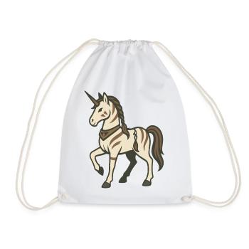 Tribal Warrior Unicorn with Braids and Markings - Drawstring Bag - white - Front