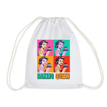Baking Cake Baking Queen Baking Fairy Baker Pop Art - Drawstring Bag - white - Front