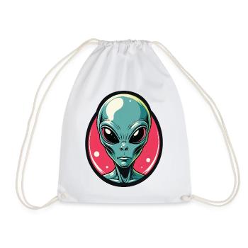 Neon Alien Kopf Portrait - Turnbeutel - Weiß - Vorne