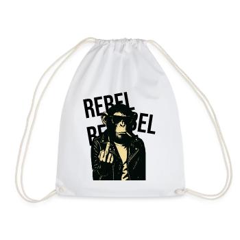 Rebel Simian in Leather - Drawstring Bag - white - Front