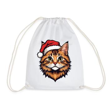 Chat de Noël avec le Chapeau de Père Noël - Sac de sport léger - blanc - Devant