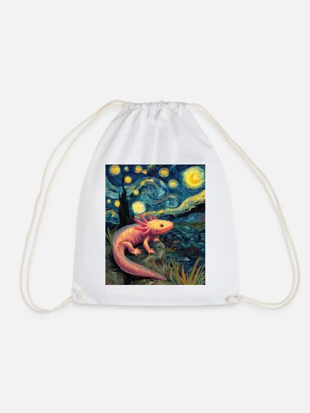 Axolotl Van Gogh Starry Night - Turnbeutel - Weiß