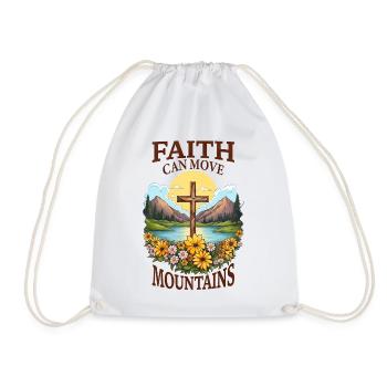 Faith can move Mountains Christian Quotes Jesus - Drawstring Bag - white - Front