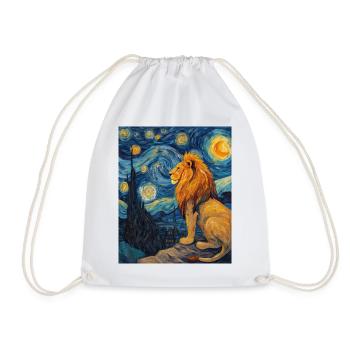 Lion Van Gogh - Drawstring Bag - white - Front