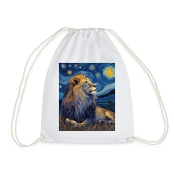 Lion Van Gogh - Drawstring Bag - white - Front