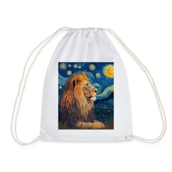 Lion Van Gogh - Drawstring Bag - white - Front