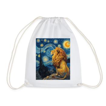 Lion Van Gogh - Drawstring Bag - white - Front
