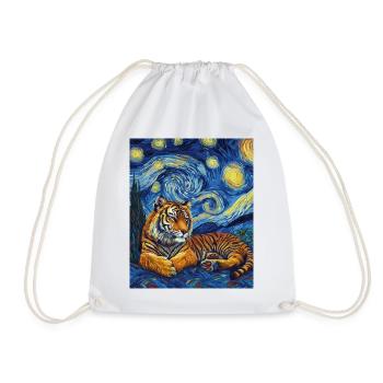 Tiger Van Gogh - Drawstring Bag - white - Front