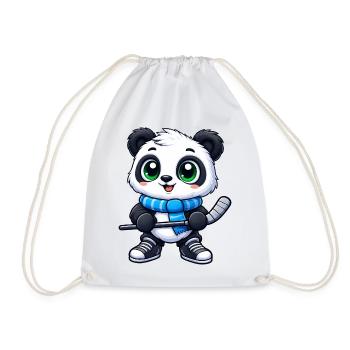 Süßer Panda Eishockeyspieler Cartoon Wintersport - Drawstring Bag - white - Front