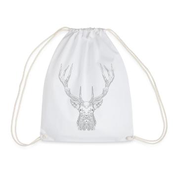 Tech Deer – Geometric Deer in Grey - Drawstring Bag - white - Front