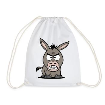 Angry Donkey Cartoon - Drawstring Bag - white - Front