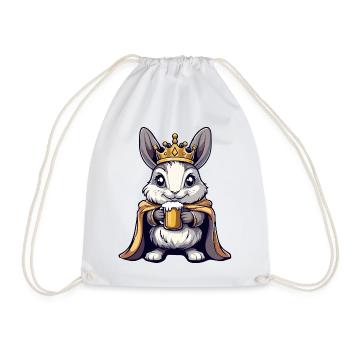 Rabbit Beer King - Drawstring Bag - white - Front