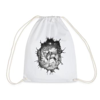 Wolf - Drawstring Bag - white - Front