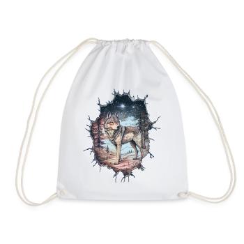Wolf - Drawstring Bag - white - Front