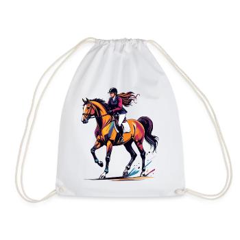 Color Explosion Equestrian Prancing Horse Rider - Drawstring Bag - white - Front