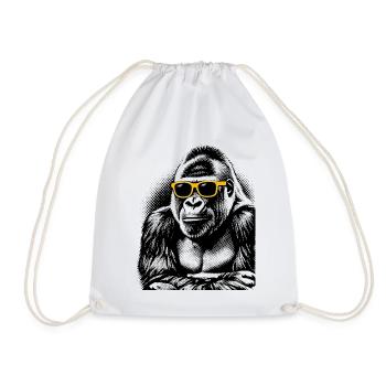 Gorilla Halftone Neon Yellow Sunglasses - Drawstring Bag - white - Front