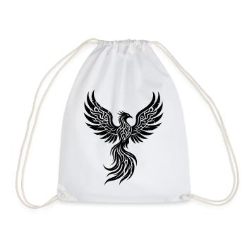 Phoenix Tribal Symbol of Rebirth - Drawstring Bag - white - Front