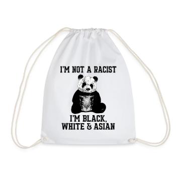 I'm Not A Racist Panda Black White Asian Art - Drawstring Bag - white - Front