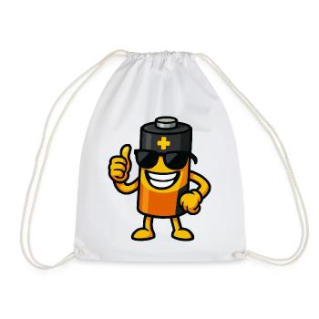 Batteij with sunglasses - Drawstring Bag - white - Front
