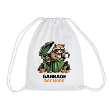 Raccoon in a Trash Can Mood - Drawstring Bag - white - Front