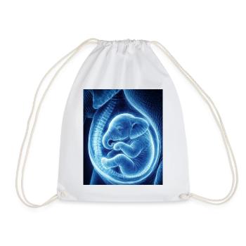 Blue Ultrasonic Baby in Womb - Drawstring Bag - white - Front