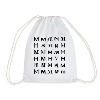 Typography M monogram letter mosaic design - Drawstring Bag - white - Front