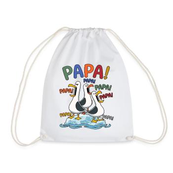 Lustige Papa Möwen auf Eisscholle - Comic Design - Drawstring Bag - white - Front