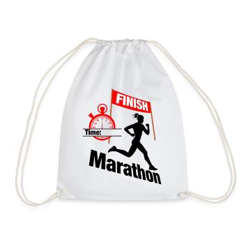 Female Marathon Runner – Race Time - Drawstring Bag - white - Front