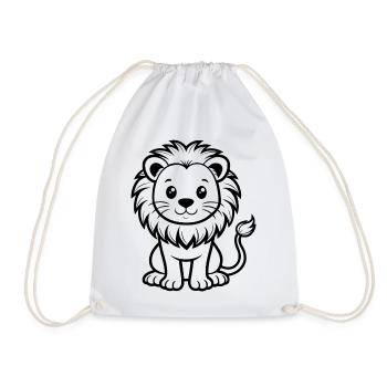Lion - Drawstring Bag - white - Front