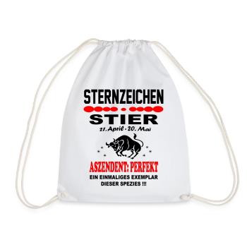 Stier Sternzeichen Horoskop Aszendent Perfekt - Turnbeutel - Weiß - Vorne