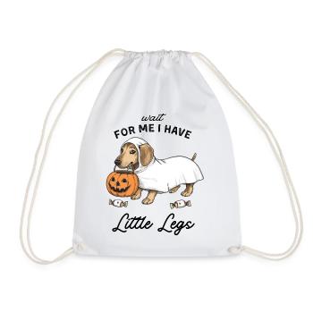 Dachshund Ghost Halloween Trick or Treat - Drawstring Bag - white - Front