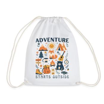 Adventure Starts Outside Borderless Camping Hiking - Drawstring Bag - white - Front